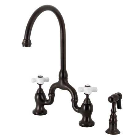Kingston Brass Bridge Kitchen Faucet with Brass Sprayer, Oil Rubbed Bronze KS7795PXBS
